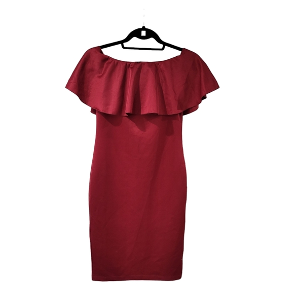 Few Moda Over The Shoulder Ruffle Body Con Dress - Picture 1 of 2